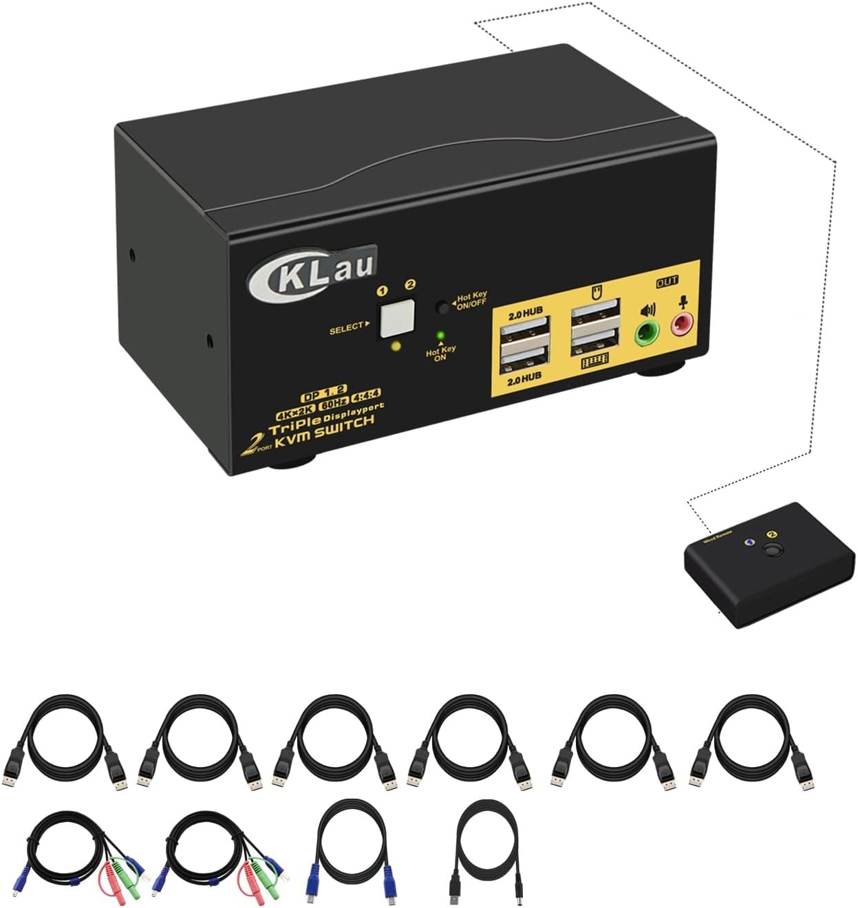 CKLau Dual Port Triple Monitor KVM Switch Displayport with Audio Output