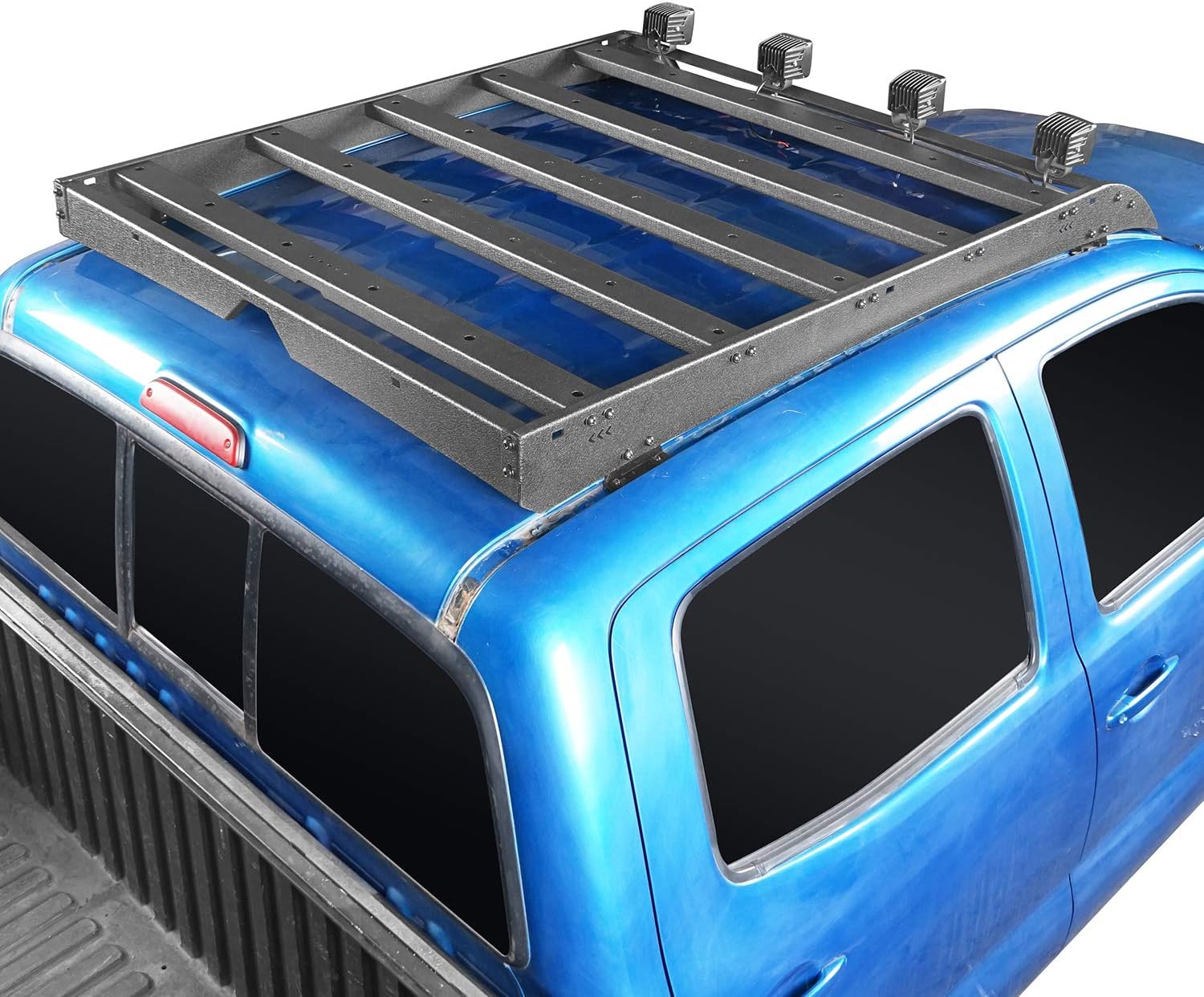 Hooke Road Tacoma Top Roof Rack Cargo Carrier w/4x18W LED Lights for 2/3 Gen Tacoma 2005-2022 (4-Doors Double Cab only)