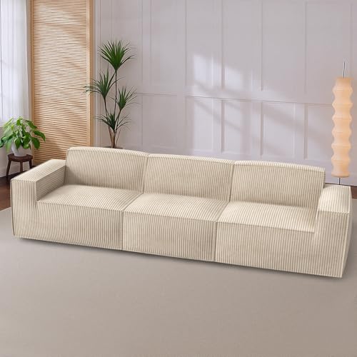 Marsail 142" Oversized Deep U Shaped Modular Sofa, Corduroy Cloud Couches with Deep Seats and High-Back Design