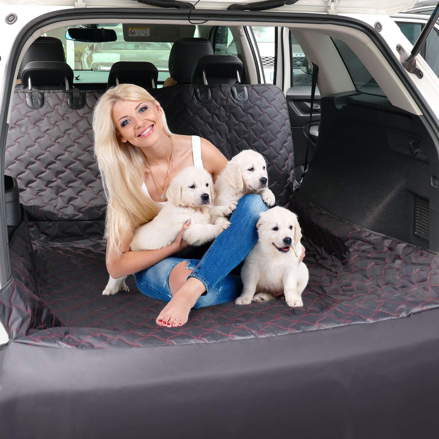 INKZOO SUV Cargo Liner for Dogs, Waterproof & Scratch Proof Pet Car Cargo Cover with Bumper Flap Protection for Dogs Cats