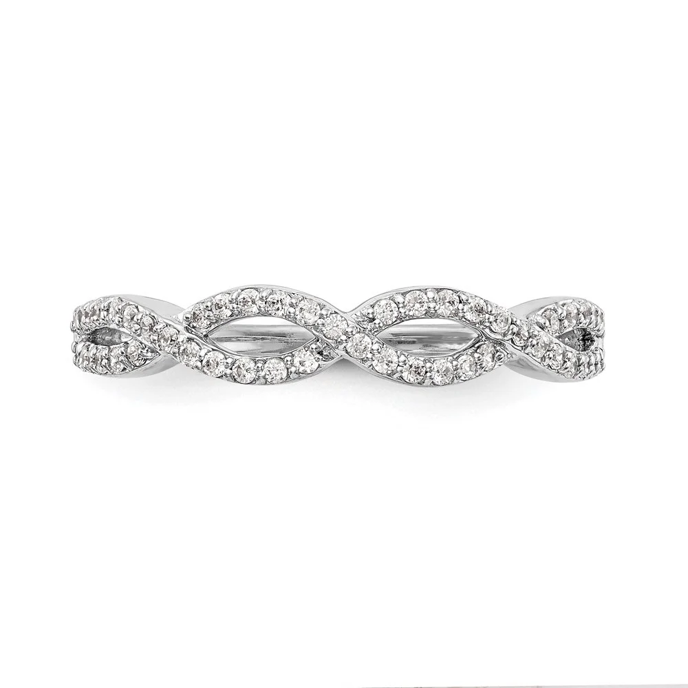 Auriga 14K White Gold Twist Design Complete Diamond Band for Women Size 7 (0.25ct, Clarity- I1)