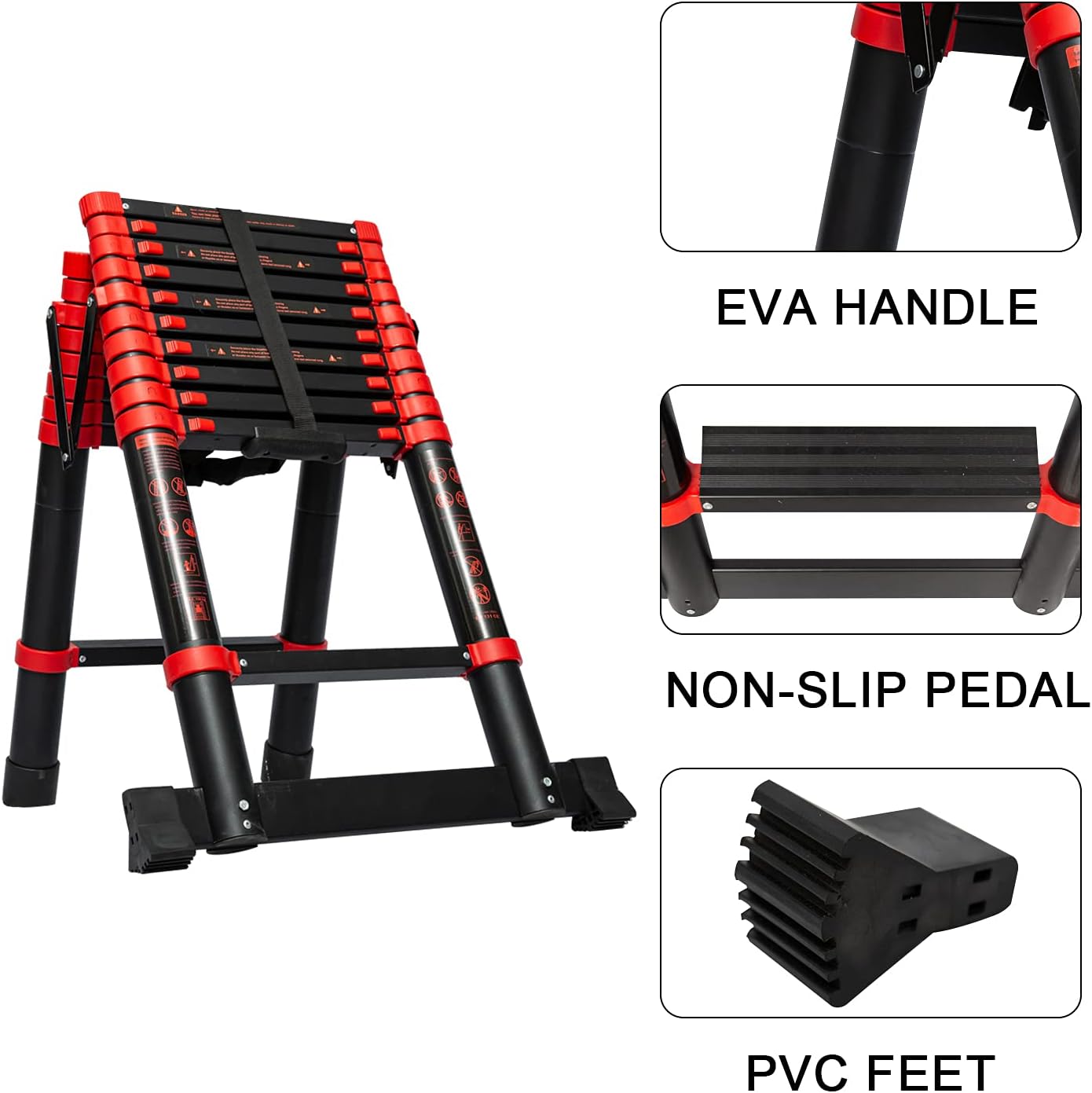 Adjustable A-Frame 9+11 Step Aluminum Telescoping Ladder