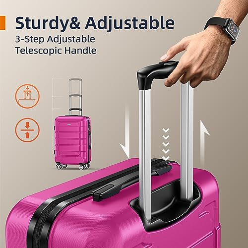 SHOWKOO Luggage Sets Expandable PC+ABS Durable Suitcase Double Wheels TSA Lock Black