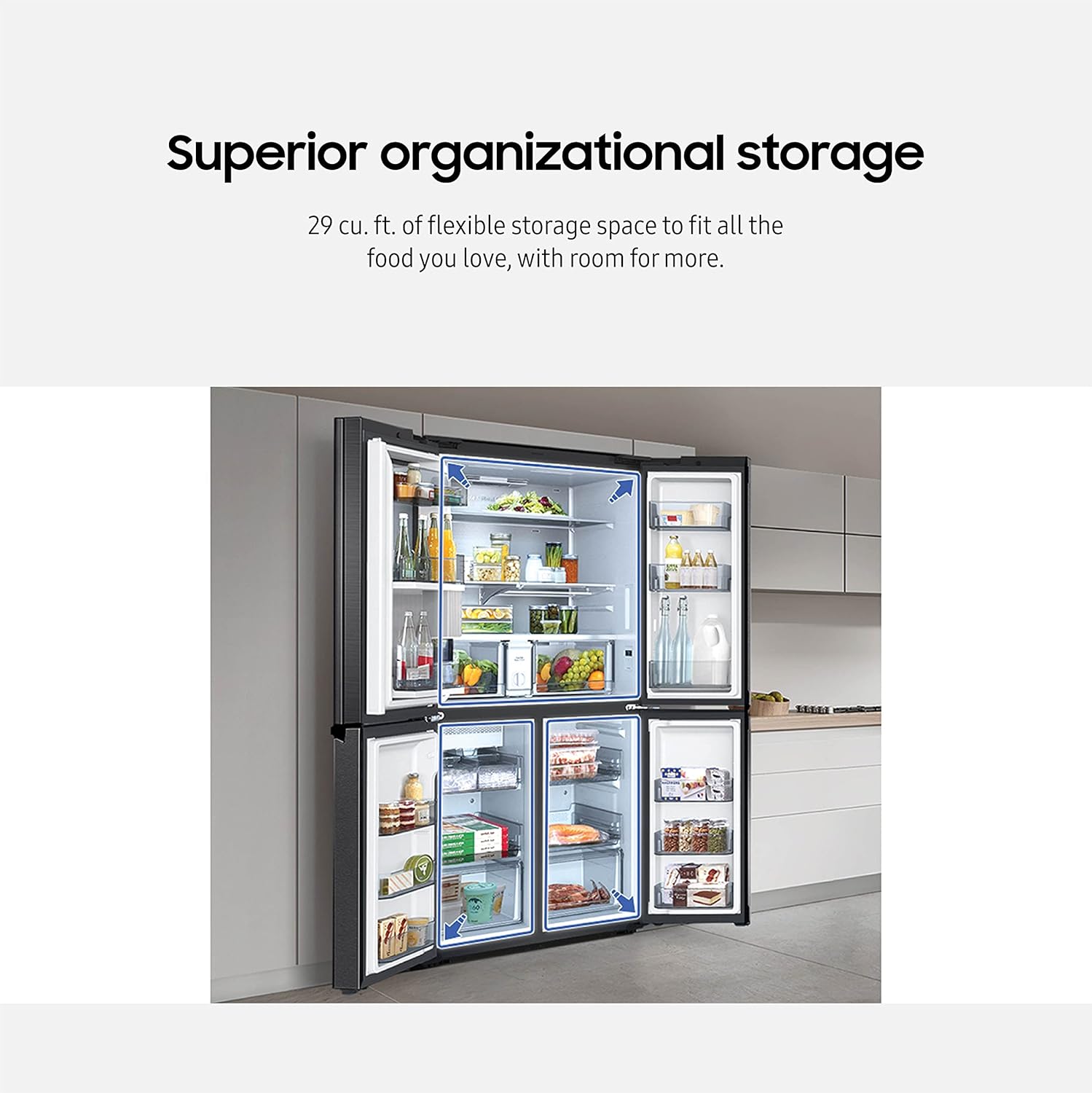 SAMSUNG 29 Cu Ft Smart 4-Door Flex Refrigerator w/ Family Hub and Alexa Built-In, Beverage Center, Dual Ice Maker, Energy Star Certified