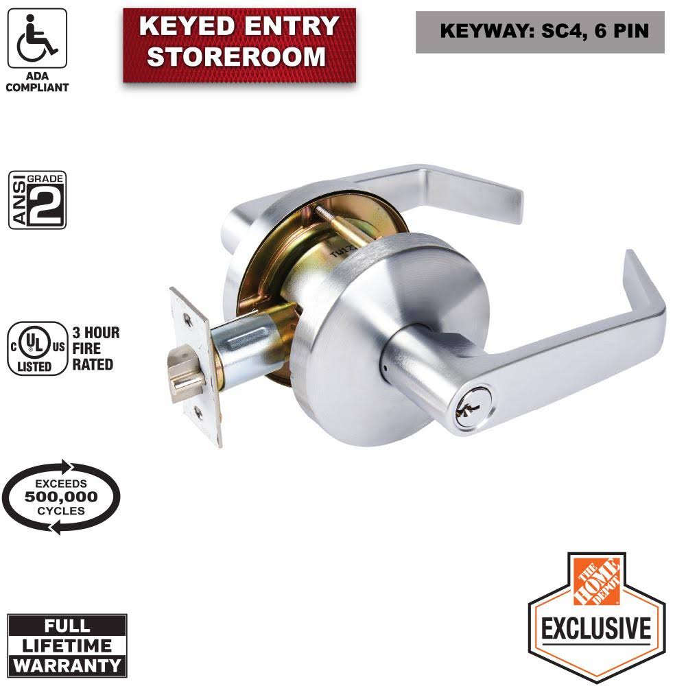 Universal Hardware Commercial 2-3/4 in. Satin Chrome Heavy Duty Storeroom Door Lever UH40046