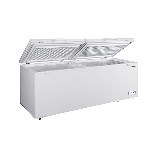Hamilton Beach Chest Deep Freezer - White, GARAGE READY Food for Large Family, Storage Basket, Space-Saving Flat Back, Stay-Open Lid