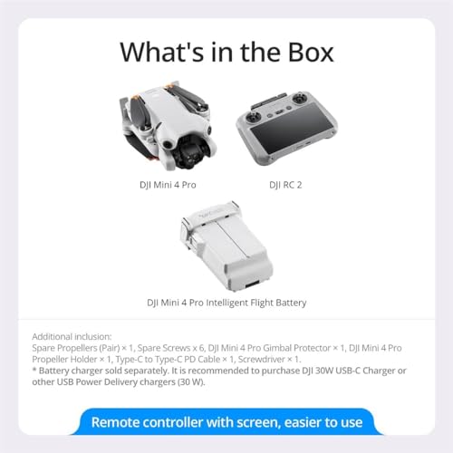 DJI Mini 4 Pro (DJI RC 2), Folding Mini-Drone with 4K HDR Video Camera for Adults, Under 0.549 lbs/249 g, 34 Mins Flight Time