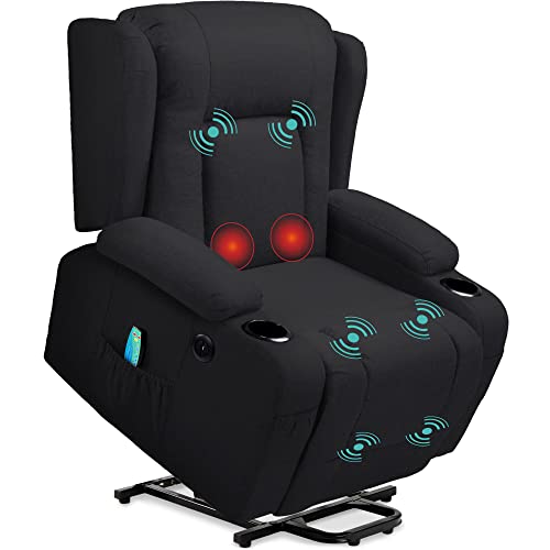 Best Choice Products Modern Linen Electric Power Lift Chair, Recliner Massage Chair, Adjustable Furniture for Back, Legs w/ 3 Positions, USB Port