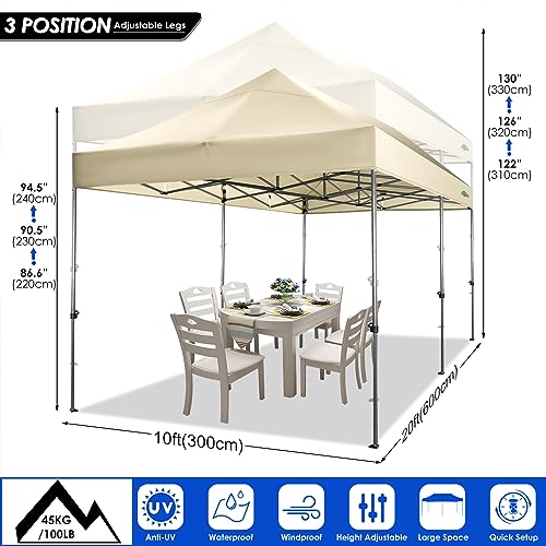 COBIZI 10x20 Heavy Duty Pop up Canopy Tent with 6 sidewalls Easy Up Commercial Outdoor Wedding Party Tents for Parties All Season Wind & Waterproof