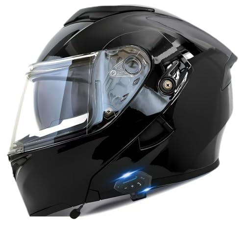 Motorcycle Bluetooth Modular Helmet, DOT Approved Flip Up Full Face Motorcycle Dual Visor Helmet, with Dual Speakers and Microphone