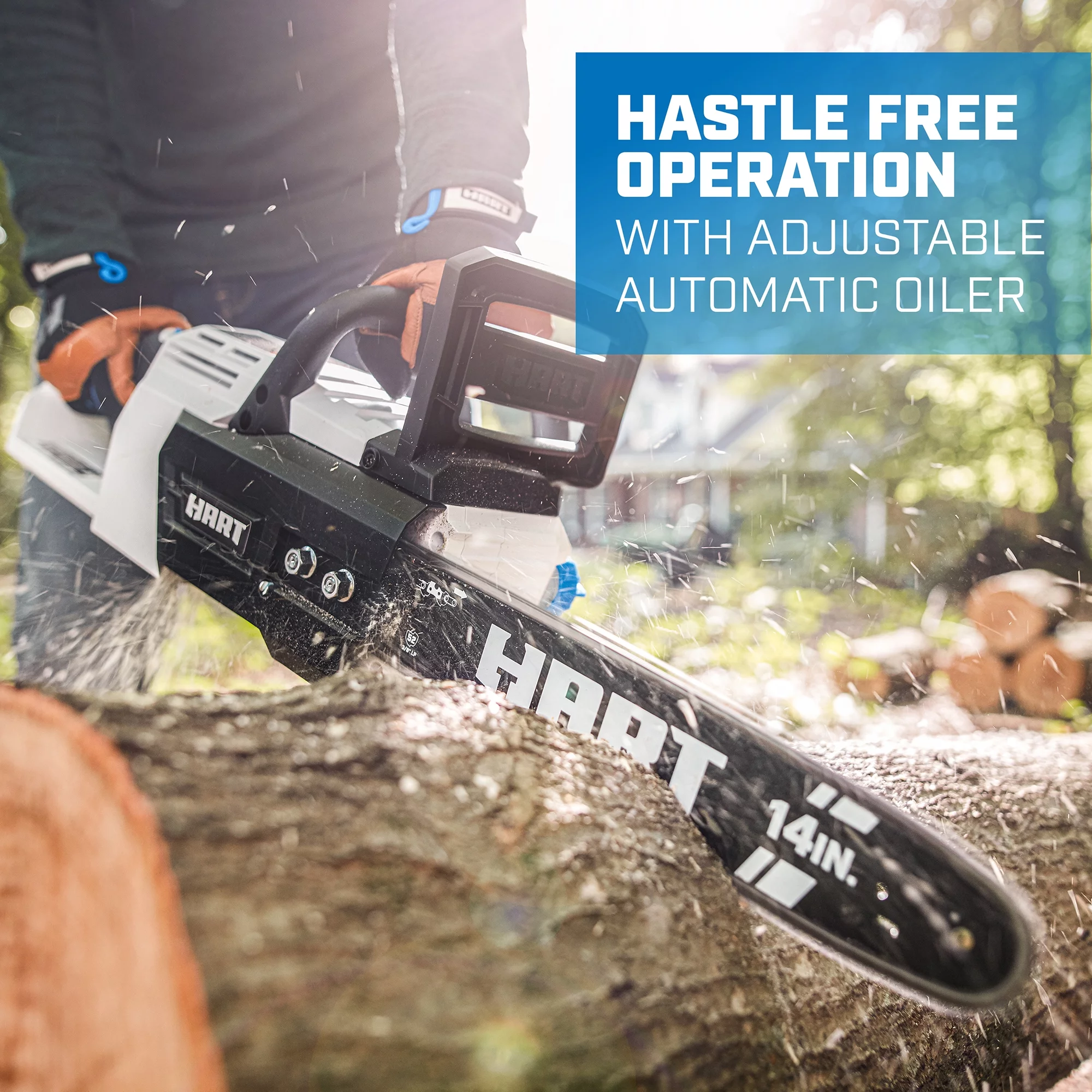 HART 40-Volt 14-inch Battery-Powered Brushless Chainsaw Kit, (1) 4.0Ah Lithium-Ion Battery