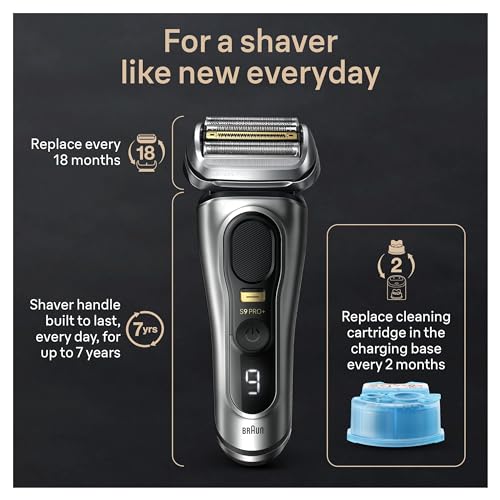 Braun Series 9 PRO+ Electric Razor for Men, 5 Pro Shave Elements & Precision Long Hair Trimmer, 6in1 SmartCare Center
