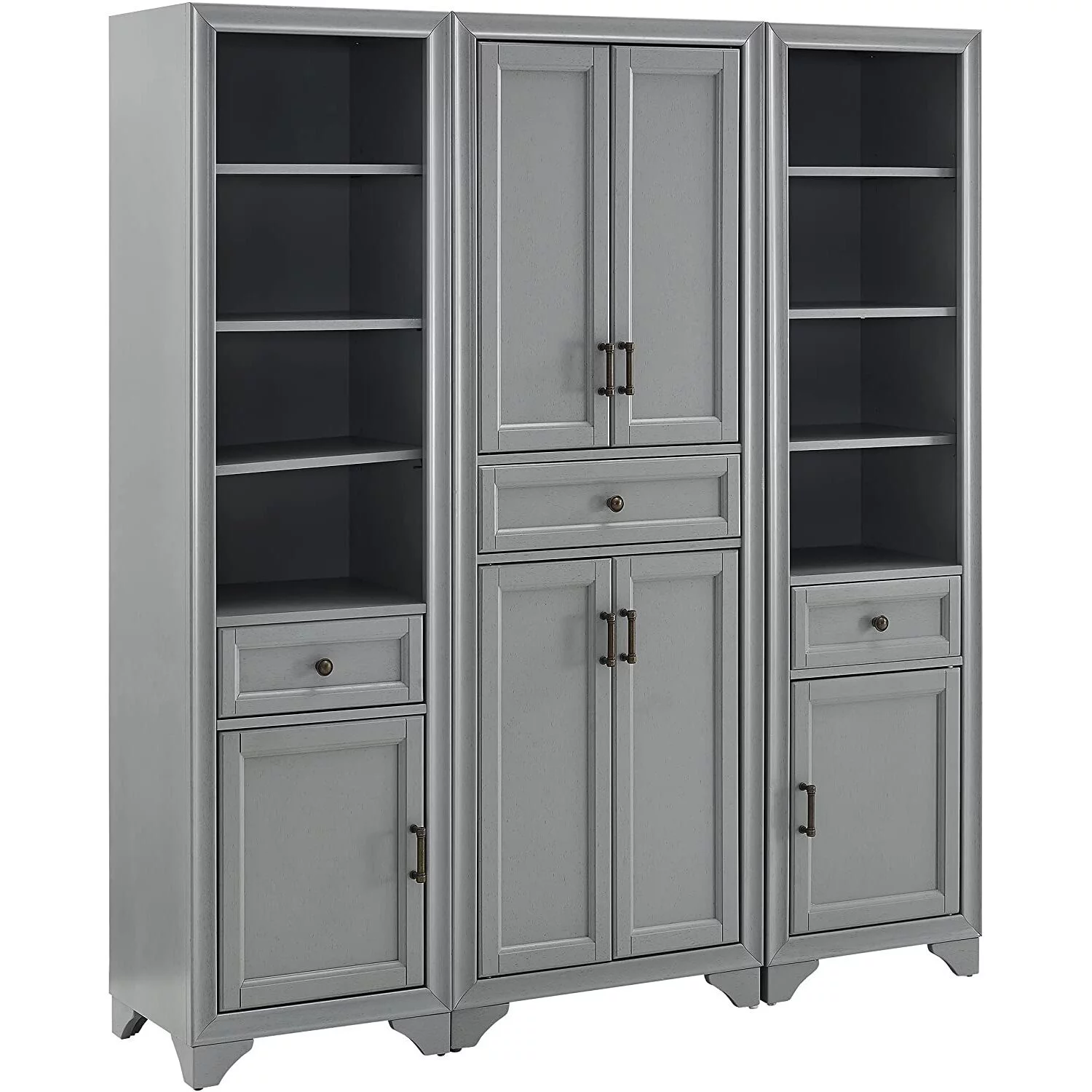 Maykoosh Natural Beauty 3Pc Pantry Set Distressed Gray - Pantry & 2 Linen Cabinets