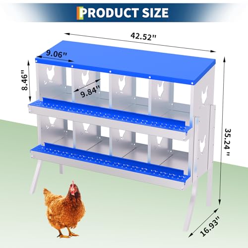 Garvee Chicken Nesting Box with Removable Tray, 8 Compartment Nesting Boxes for Chickens, Easy to Clean and Install