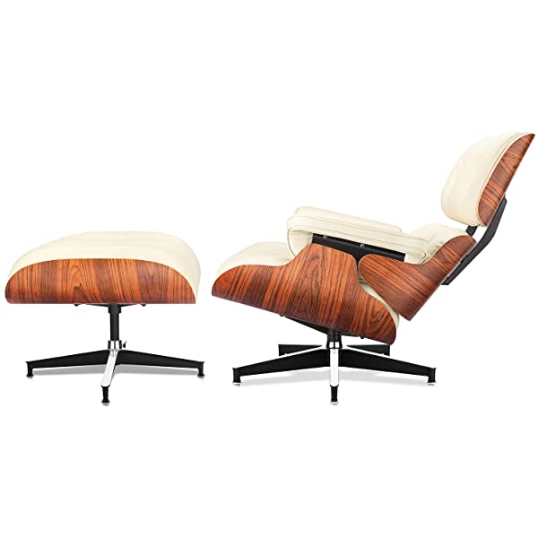 Mid Century Lounge Chair and Ottoman, Modern Chair Classic Design, Top Grain Leather Palisander Wood, Heavy Duty Base Support for Living Room, Study