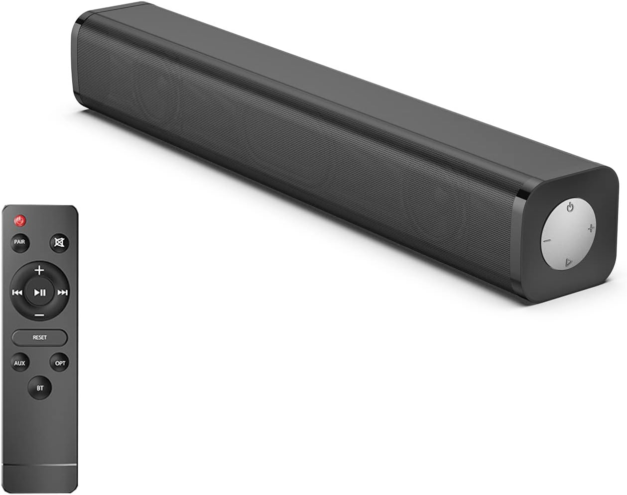 Portable Sound Bar with Remote Control, Bluetooth Mini Soundbar with Stereo Sound, Wired and Wireless Speakers