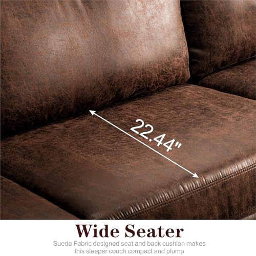 ovios 97.6" L Shaped Sofa Couch with Convertible Chaise, Reversible Sectional Sofas, Modern Mid-Century Suede Leather 3-Seat Couches for Living Room