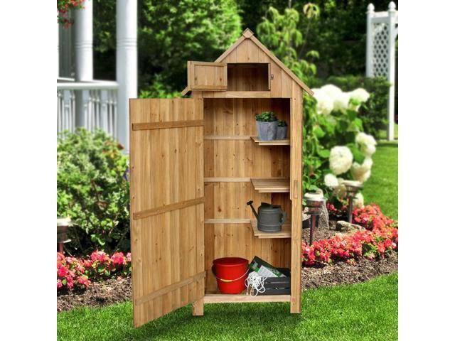 Mcombo Garden 3 ft. W x 2 ft. D Solid Wood Tool Shed, Brown