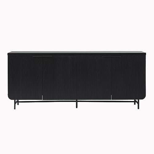 Walker Edison Reema Fluted 4-Door Kitchen Sideboard Buffet Console, 69 Inch, Coastal Oak