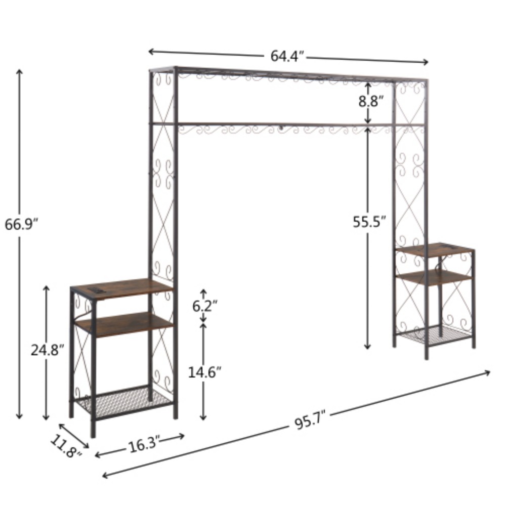 Queen Bed Frame with 2 Nightstands Headboards with Storage Cabinet, Headboard with Shelves