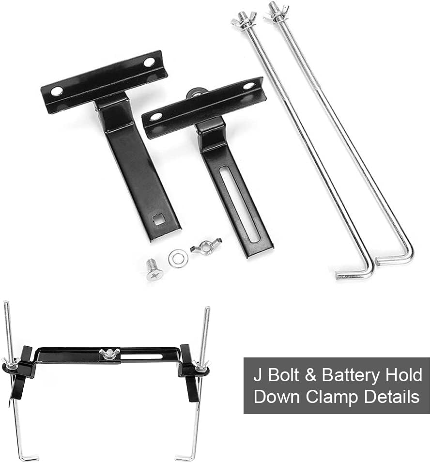 THEPRO Battery Hold Down Tray Kit, Corrosion-Resistant Steel Storage Battery Holder Adjustable Bracket Clamp for Car, Boat