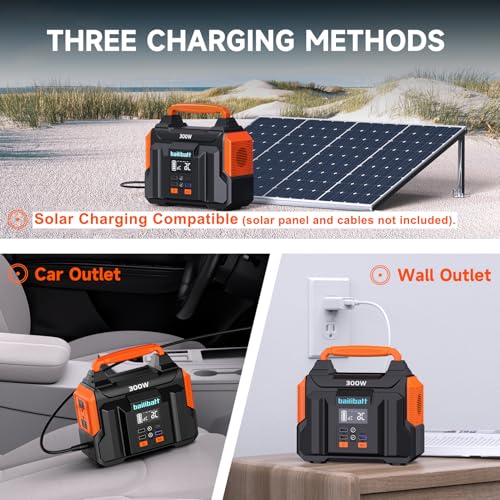 Portable Power Station 300W 257wh Lithium Battery Bailibatt Small Portable Generator for Home Use Camping Travel Emergency Hunting Outdoor