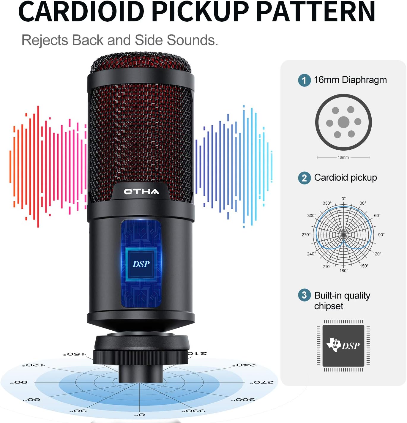 USB Microphone Kit,Studio Condenser Microphone Computer Podcast Mic for PC, PS4, Mac with Adjustable Scissor Arm Stand