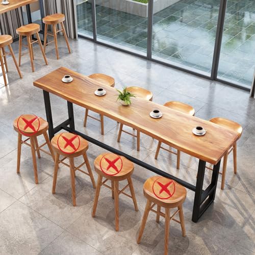Industrial Bar Counter Table,Solid Wood Bar Top Table Long Narrow Bar Table,Live Edge Kitchen Dining Table