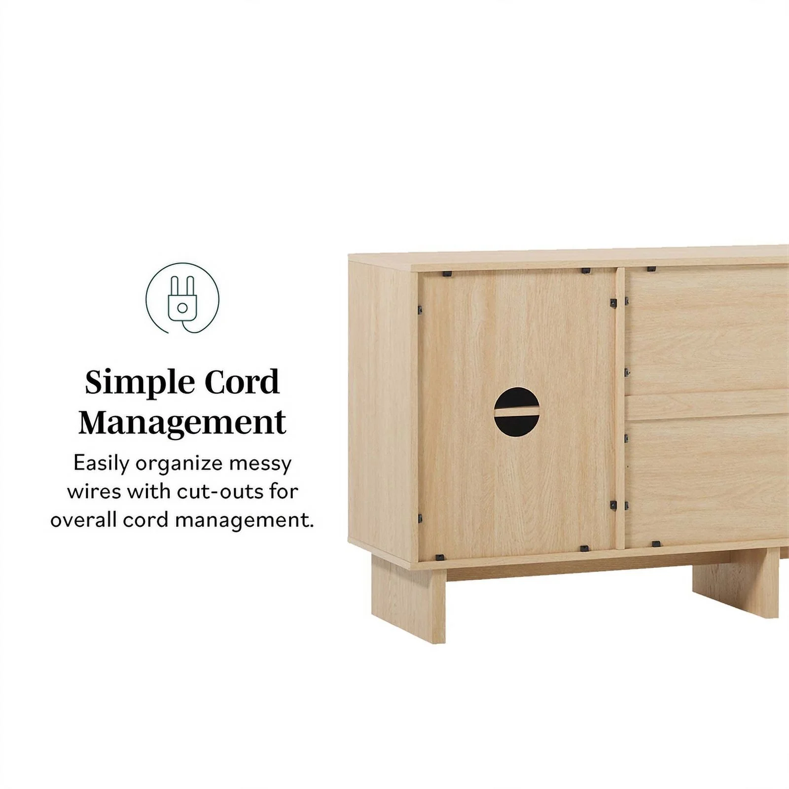 Pemberly Row Modern Beveled 2-Door 2-Drawer Wood Sideboard 63" - Coastal Oak