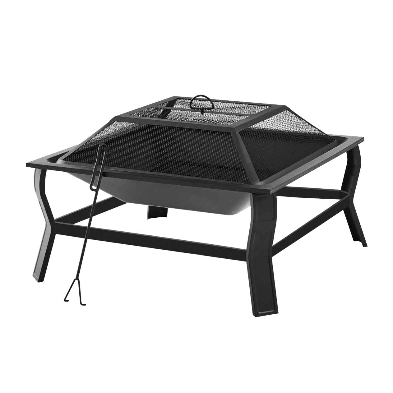 Mainstays Greyson 30�� Square Wood Burning Fire Pit with Mesh Screen, Steel Fire Pit