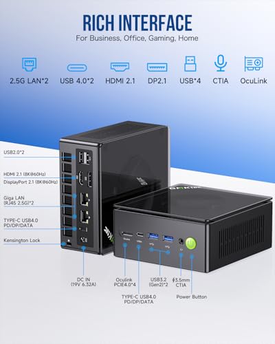 GMKtec M5 Plus Gaming Mini PC Ryzen 7 5825U (Upgraded 7430U/ 5700U), 32GB RAM 1TB SSD Dual NIC LAN 2.5GbE Desktop Computers Office Home