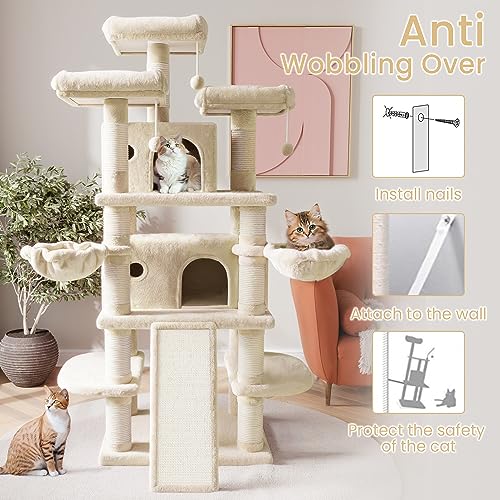 SHA CERLIN 68 Inches Multi-Level Large Cat Tree for Large Kitties/Big Cat Tower with Condo/Cozy Plush &zwnj