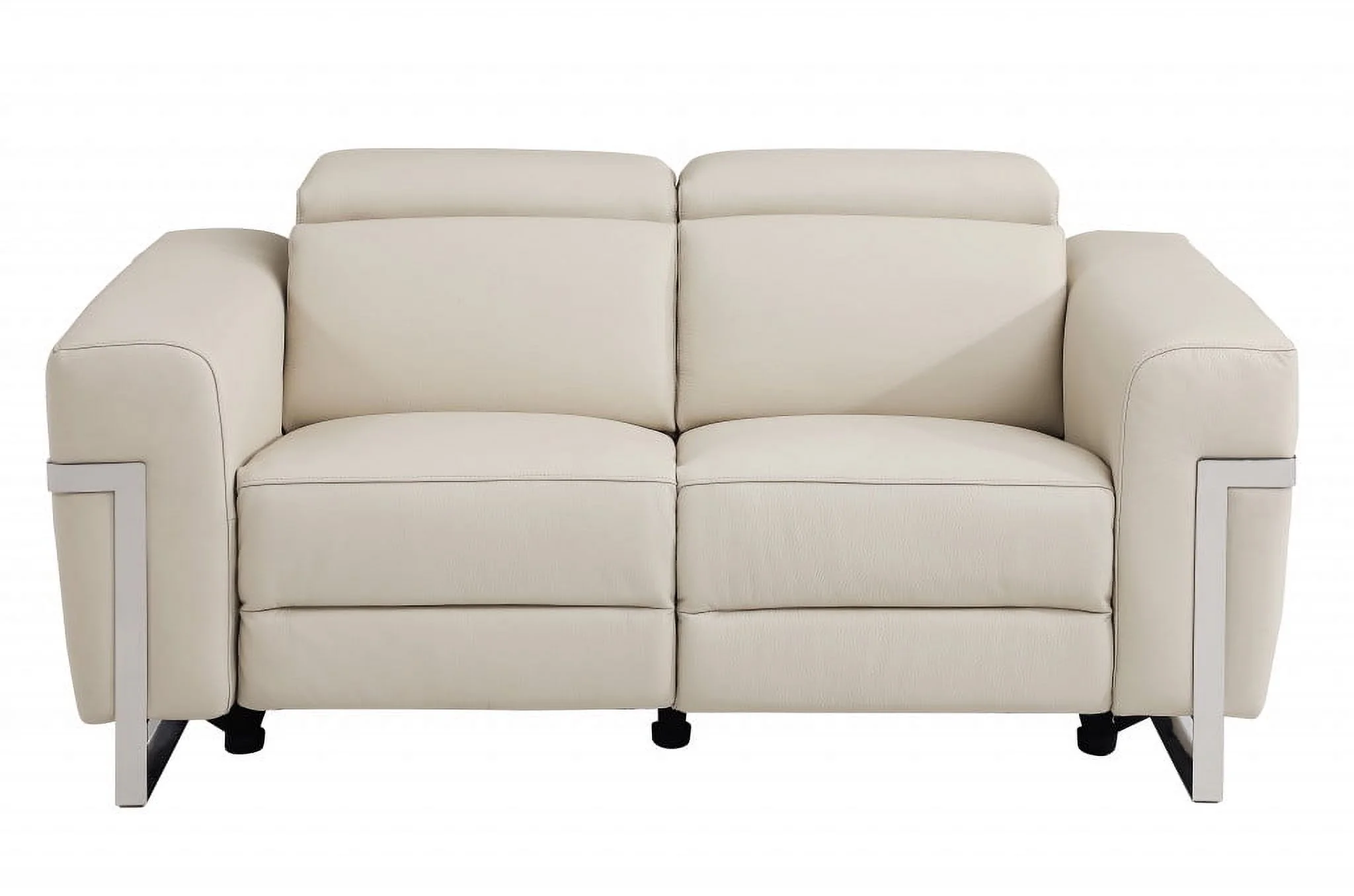 HomeRoots  Beige Italian Leather Six Person Seating Set - 3 Piece