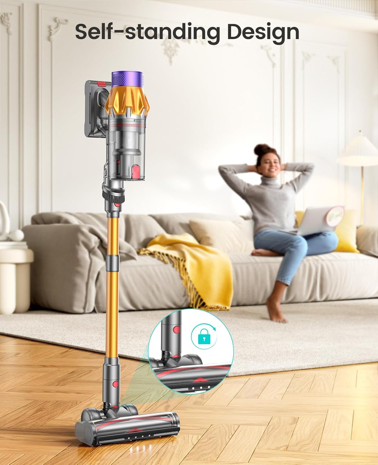 HONITURE X7 Cordless Vacuum Cleaner, 550W/45Kpa Stick Vacuum Cleaner Color Touch Screen, 60Mins