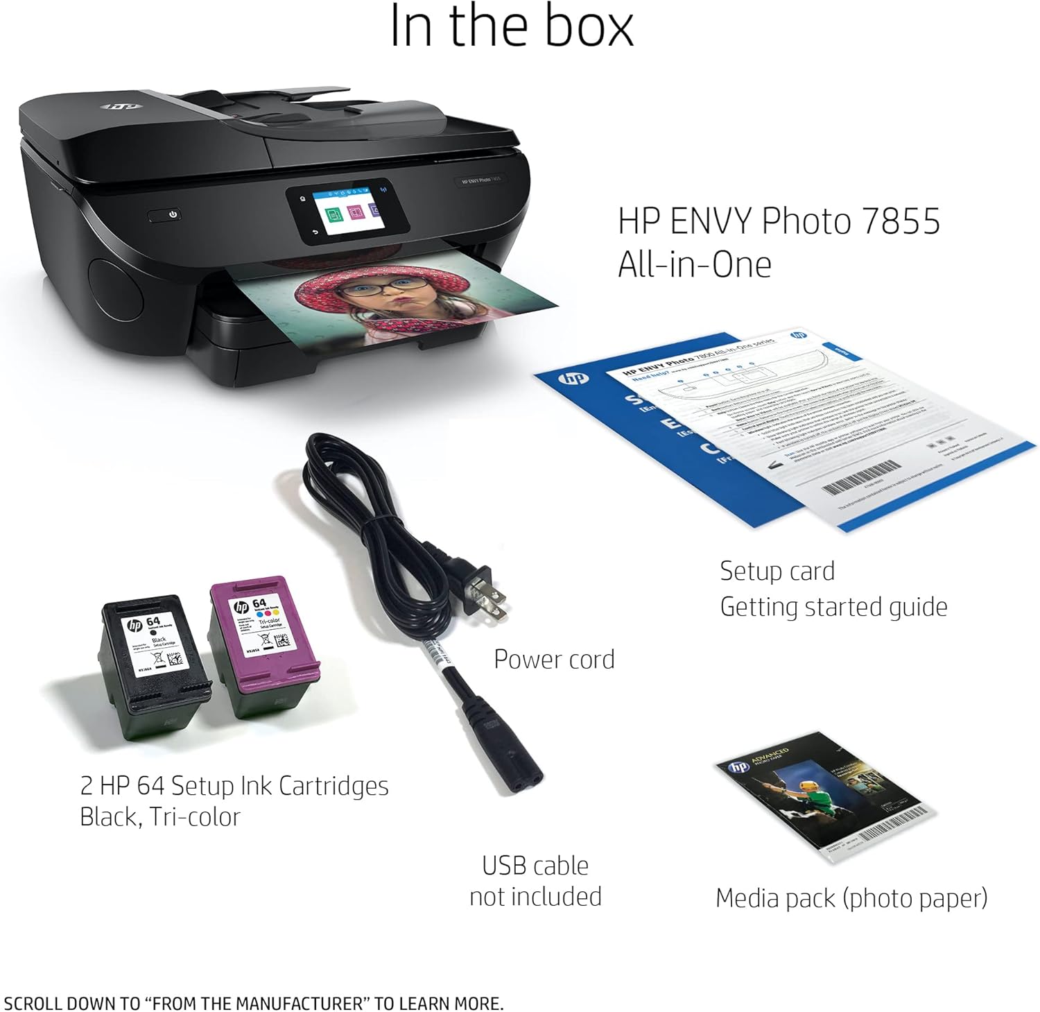 HP ENVY 78 55 Wireless All-In-One Color Inkjet Photo Printer, Black- Print Copy Scan Fax - 2.65 Touchscreen CGD, 15 ppm, 4800x1200 dpi