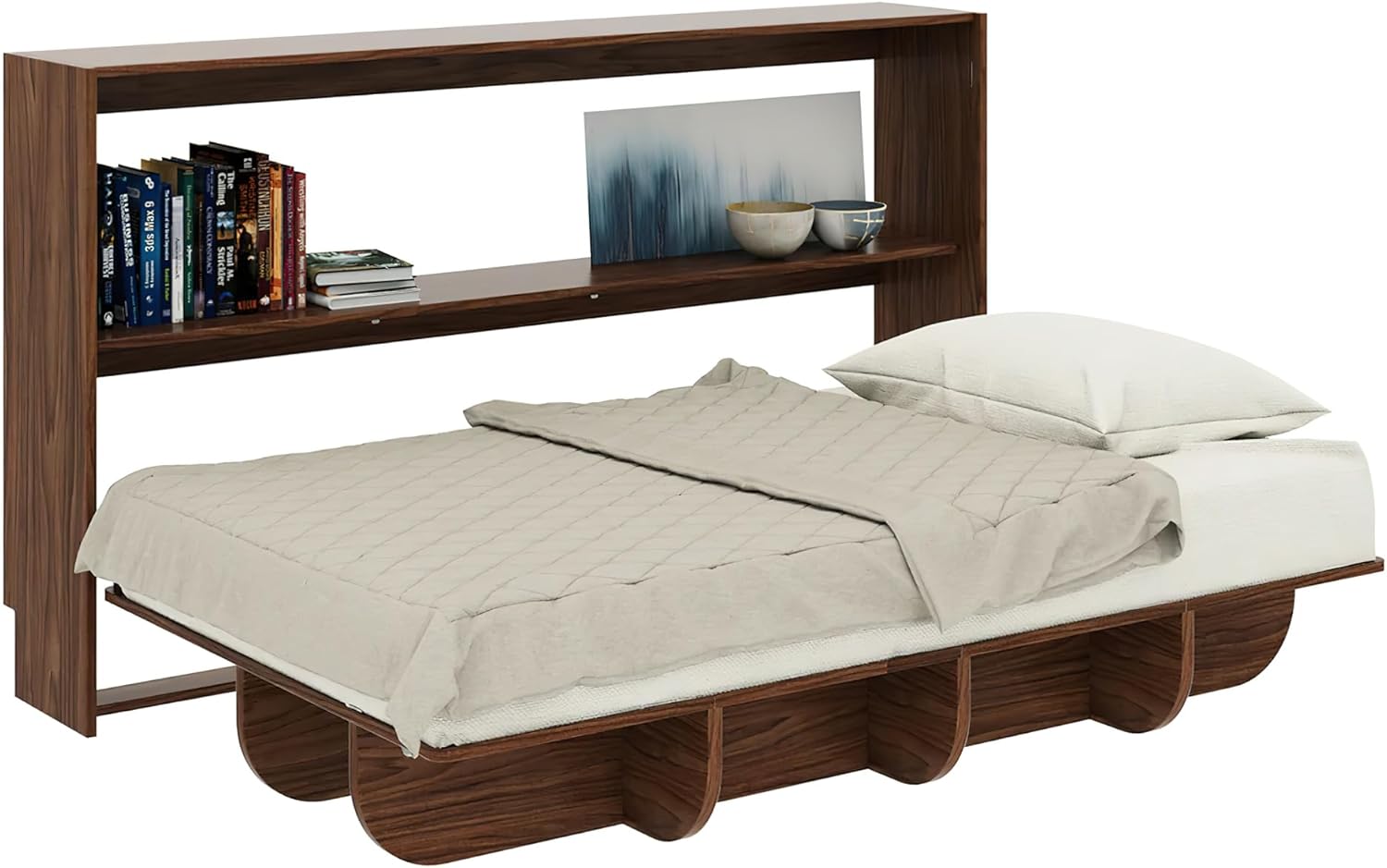 Lori Beds Twin Size Murphy Bed, Vertical Hideaway Wall Bed, Manual Fold, Space Saving Furniture, Folding into Shelves for Multipurpose Guest Room
