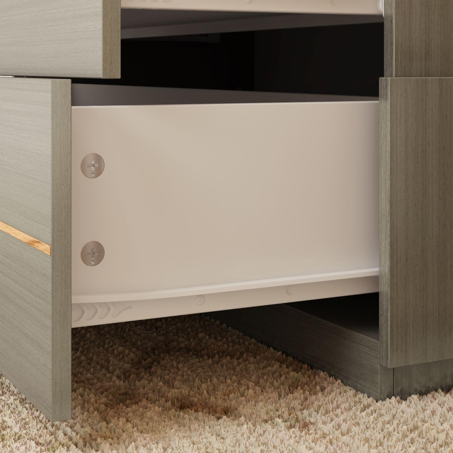 Chest of Drawers 5 Drawer Dresser with Gold Accents, Modern Dresser 5-Drawer Chest, Dresser for Bedroom Grey (35.4" W x 15.7“D x 37.5" H)