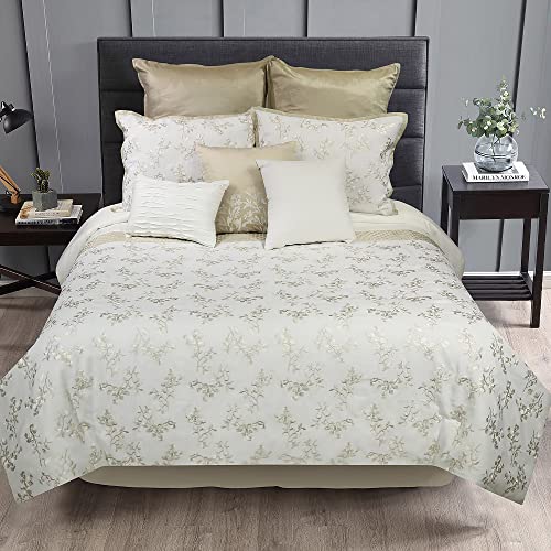 Riverbrook Home 100% Polyester Comforter Set, Queen, Hillcrest - Ivory/Gold, 9 Piece Set