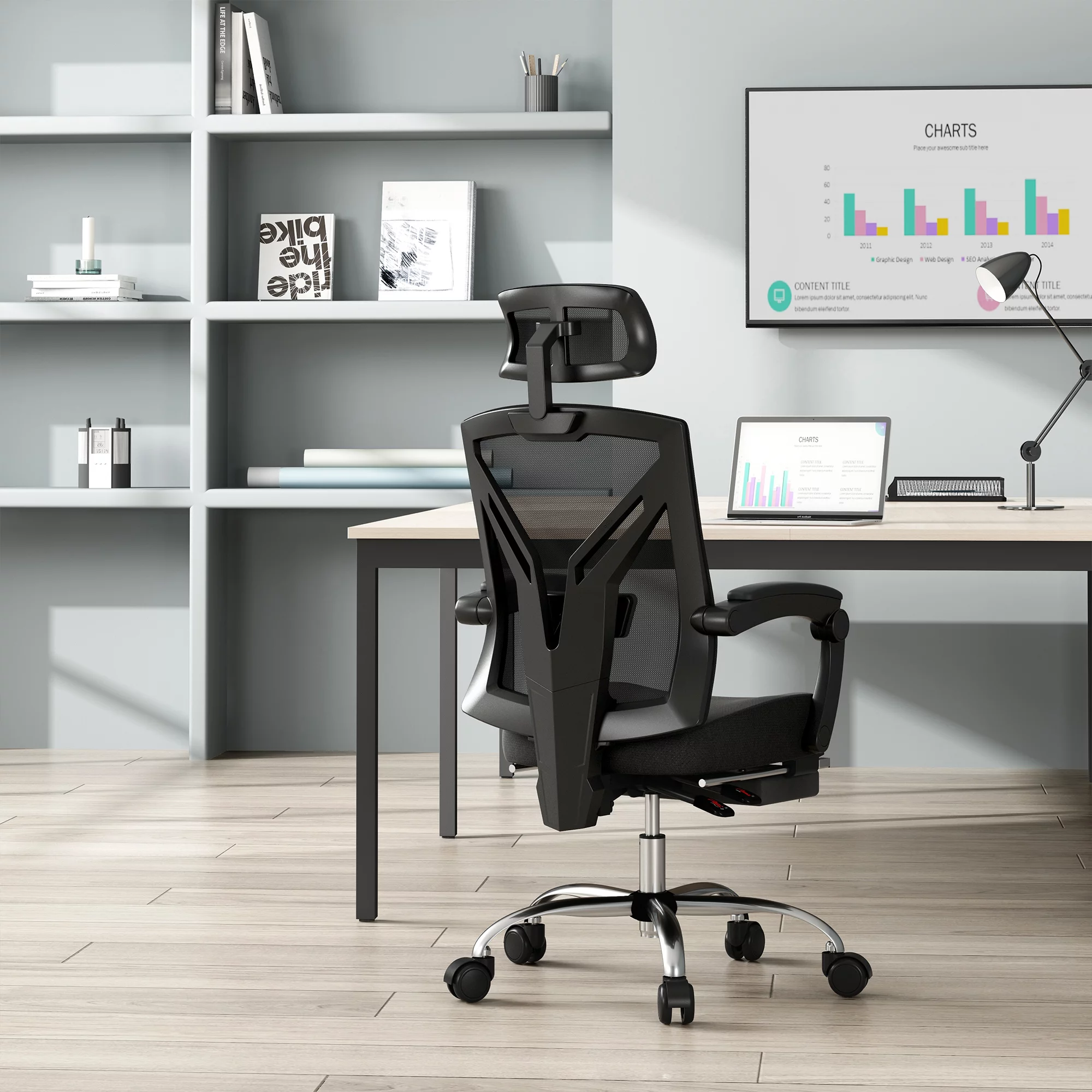 Hbada Ergonomic Office Recliner Chair - High-Back Desk Chair Racing Style with Lumbar Support - Height Adjustable Seat
