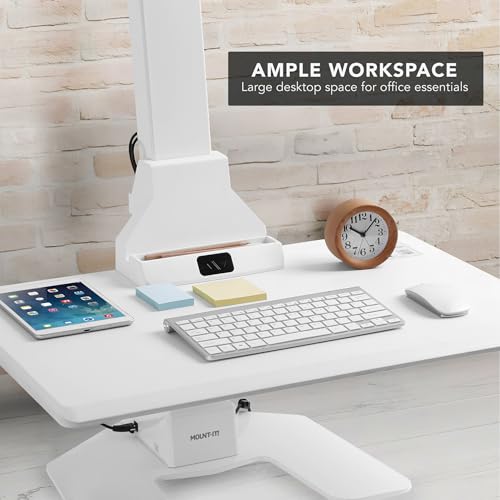 Mount-It! Electric Standing Desk Converter - Motorized Sit-Stand Desk Riser with Monitor Mount