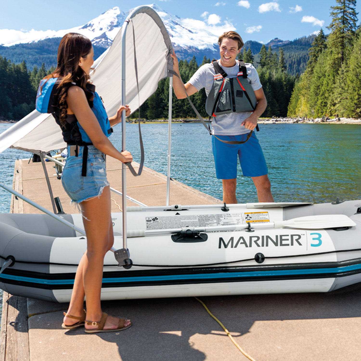 Intex Mariner 3 Person Boat Set with Canopy - Sports Supplies Online Store