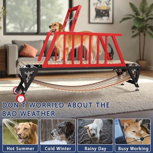 Dog Treadmill for Medium/Large Dogs with Handbrake, Non-Electric Slatmill Machine for Dogs Exercise, Indoor Dog Running Machine