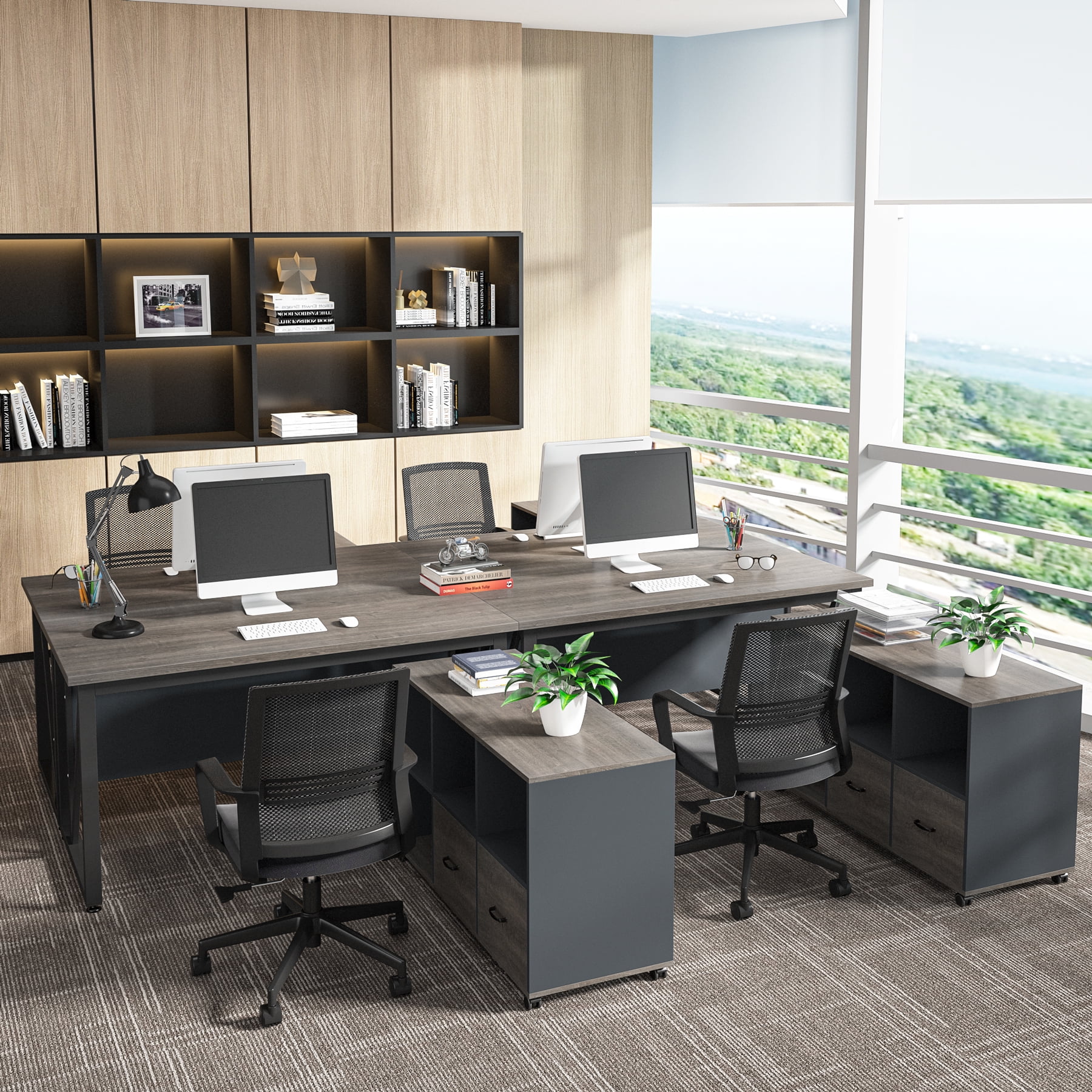Tribesigns L-Shaped Computer Desk, 55 inches Executive Desk with 43"lateral File Cabinet