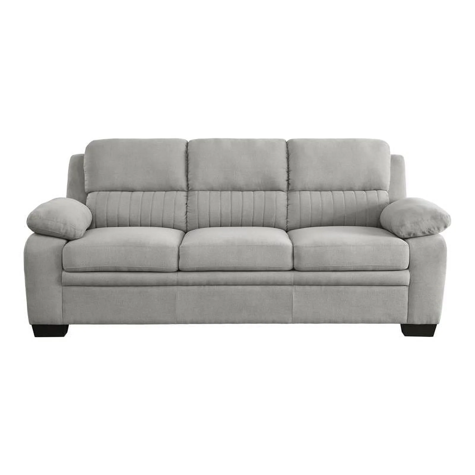 Pemberly Row Modern Textured Fabric Sofa with Pillow-top Arms in Light Gray