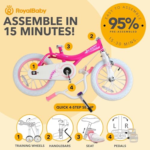 Royalbaby Princess Girls Kids Bike 12 14 16 18 20 Inch Children Bicycle with Basket for Age 3-12 Years