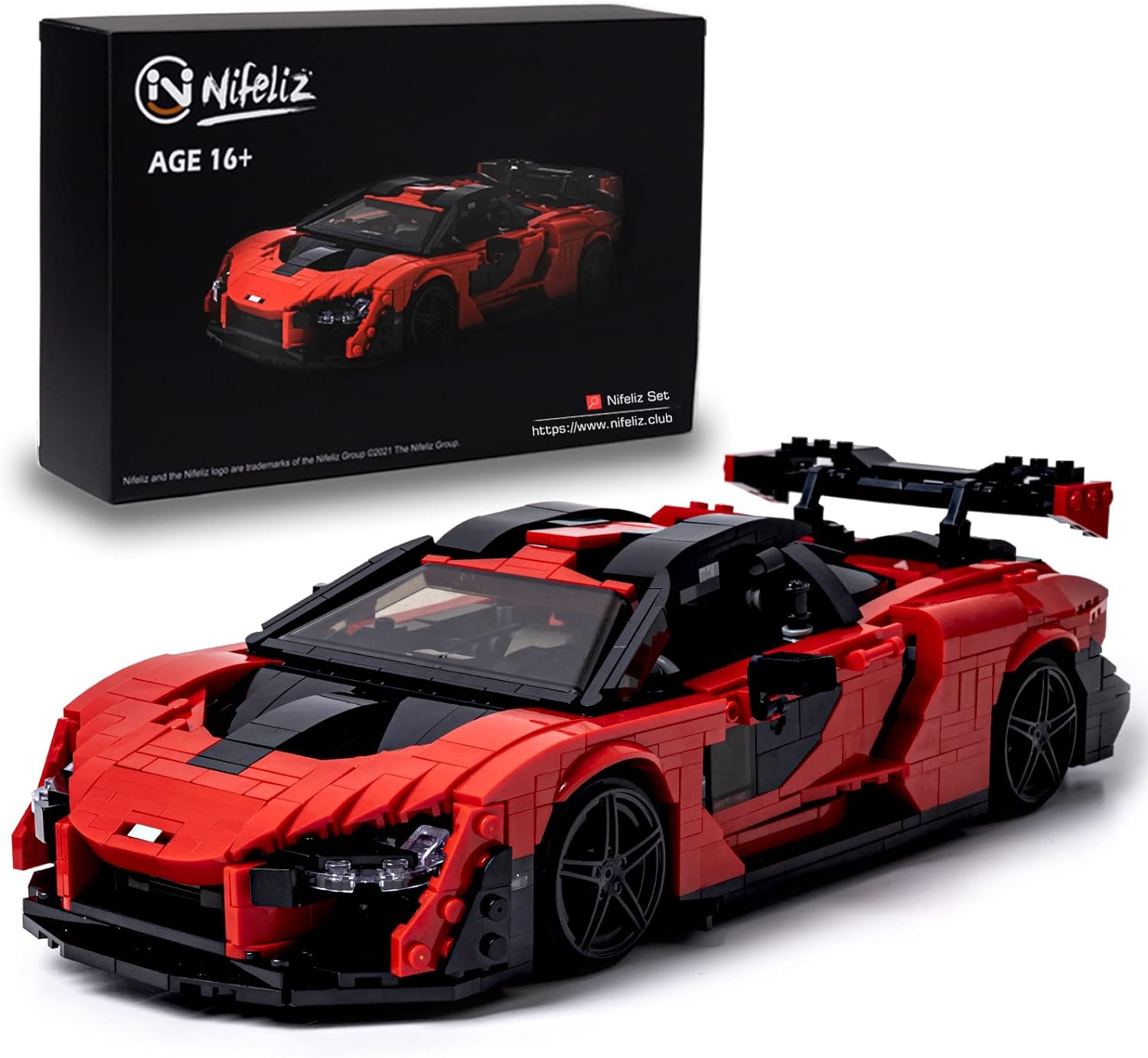 Nifeliz Super car Sanna MOC Building Blocks and Construction Toy, Adult Collectible Model Cars Set to Build, 1:12 Scale Sports Car Model (1182 Pcs)