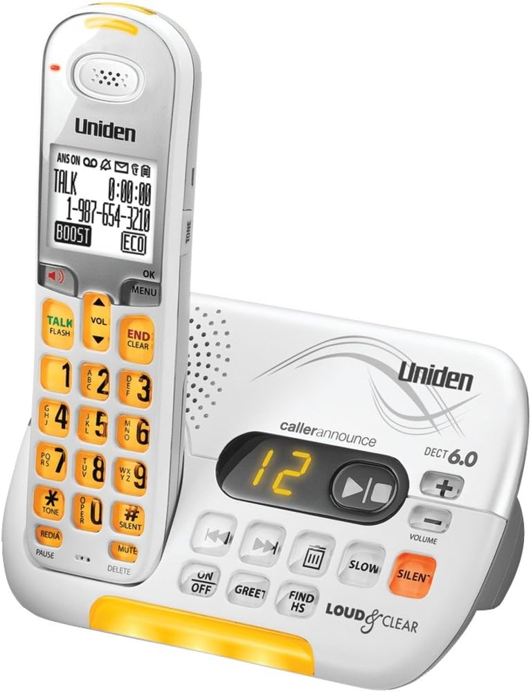 Uniden DECT 6.0 Cordless Phone with Caller ID Answering System - White (D3097)