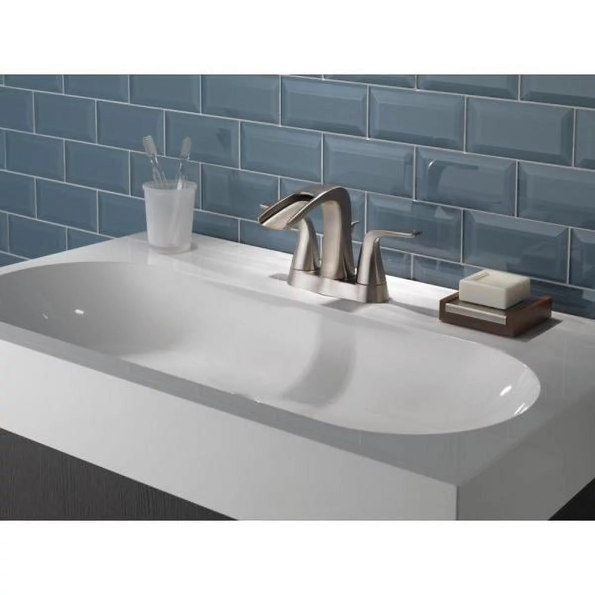 Delta Tolva 4 in. Centerset 2-Handle Bathroom Faucet in Brushed Nickel