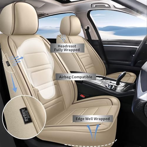 Car Seat Covers Full Set Fit for Subaru Outback 2010-2024 Breathable and Waterproof Faux Leather Anti-Slip Automotive 5 Seat Covers with Airbag