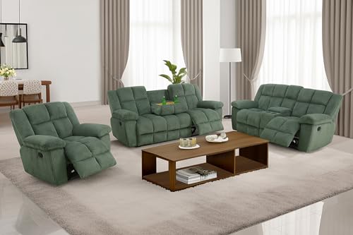 A Ainehome Manual Recliner Sofa Set, Corduroy Recliner Chair, Modern Loveseat Sofa